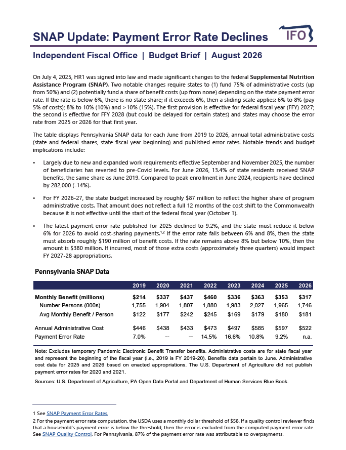 Release thumbnail - SNAP Update: Payment Error Rate Declines - 2026-08-12