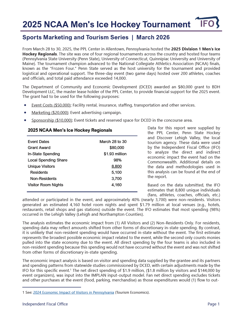 Release thumbnail - Sports, Marketing, & Tourism Series: 2025 NCAA Men's Ice Hockey Tournament Impact Analysis - 2026-03-03