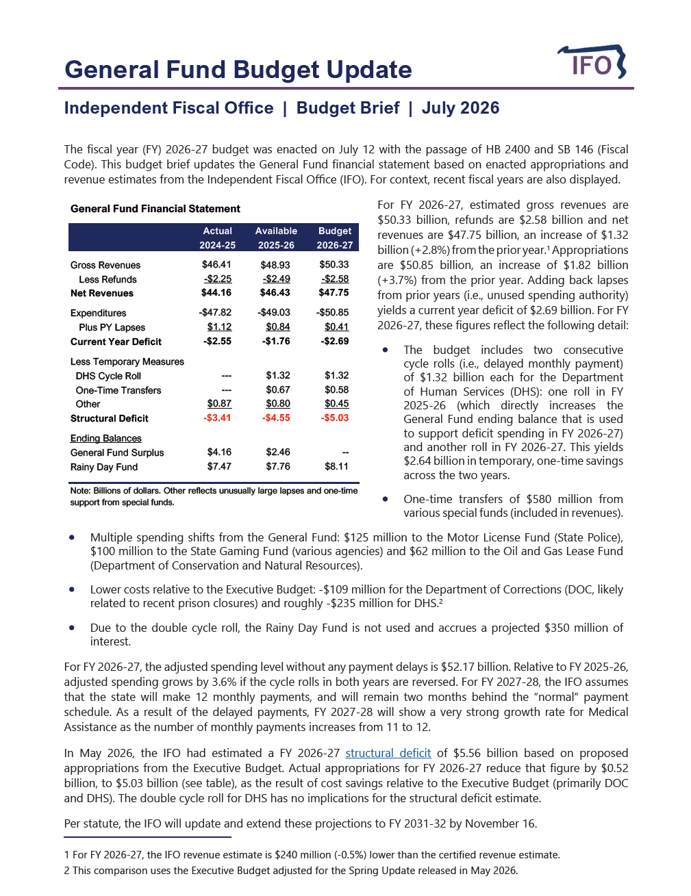 Release thumbnail - General Fund Budget Update - 2026-07-14