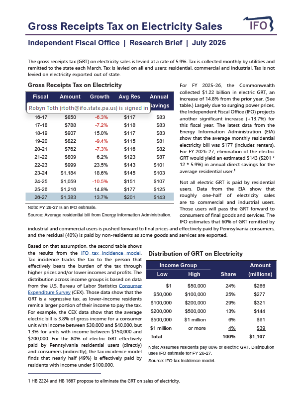 Release thumbnail - Gross Receipts Tax on Electricity Sales - 2026-07-01